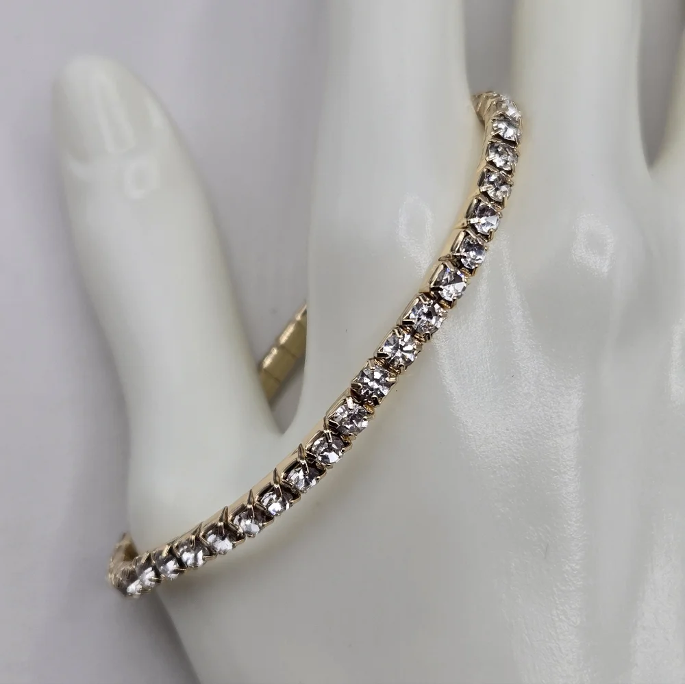 Swarovski Elements Clear Gold Bracelet Made w Swarovski Crystals